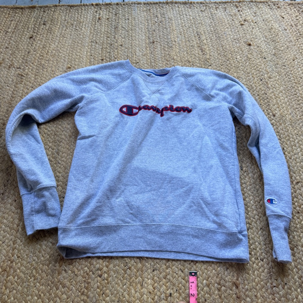Champion Authentic Athleticwear Gray Crewneck Sweatshirt Embroidered Logo Small